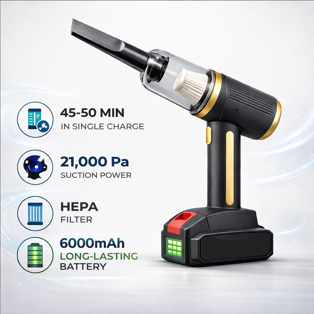 PORTAIR™ 21000 Pa Suction Power 4 in 1 Rechargeable 6000mAh Cordless Vacuum Cleaner & Blower