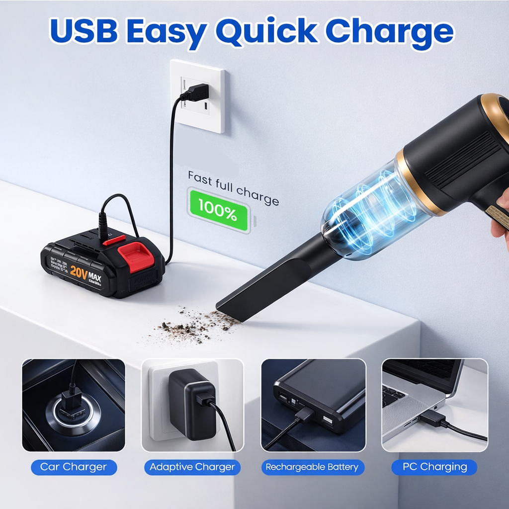 PORTAIR™ 21000 Pa Suction Power 4 in 1 Rechargeable 6000mAh Cordless Vacuum Cleaner & Blower